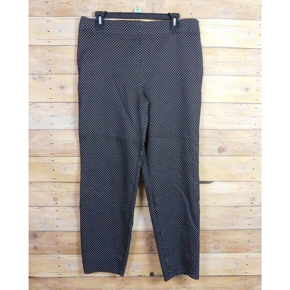Max Studio Pants XL Black White Diamond Pull On Straight Leg Ankle - Picture 1 of 7